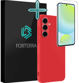 Forterra Forterra Samsung Galaxy S24 FE Hoesje Siliconen Met Screenprotector - Rood