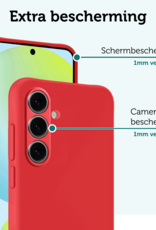 Forterra Hoesje Geschikt voor Samsung S24 FE Case Siliconen Hoes Met Screenprotector - Hoes Geschikt voor Samsung Galaxy S24 FE Hoesje Back Cover - Rood