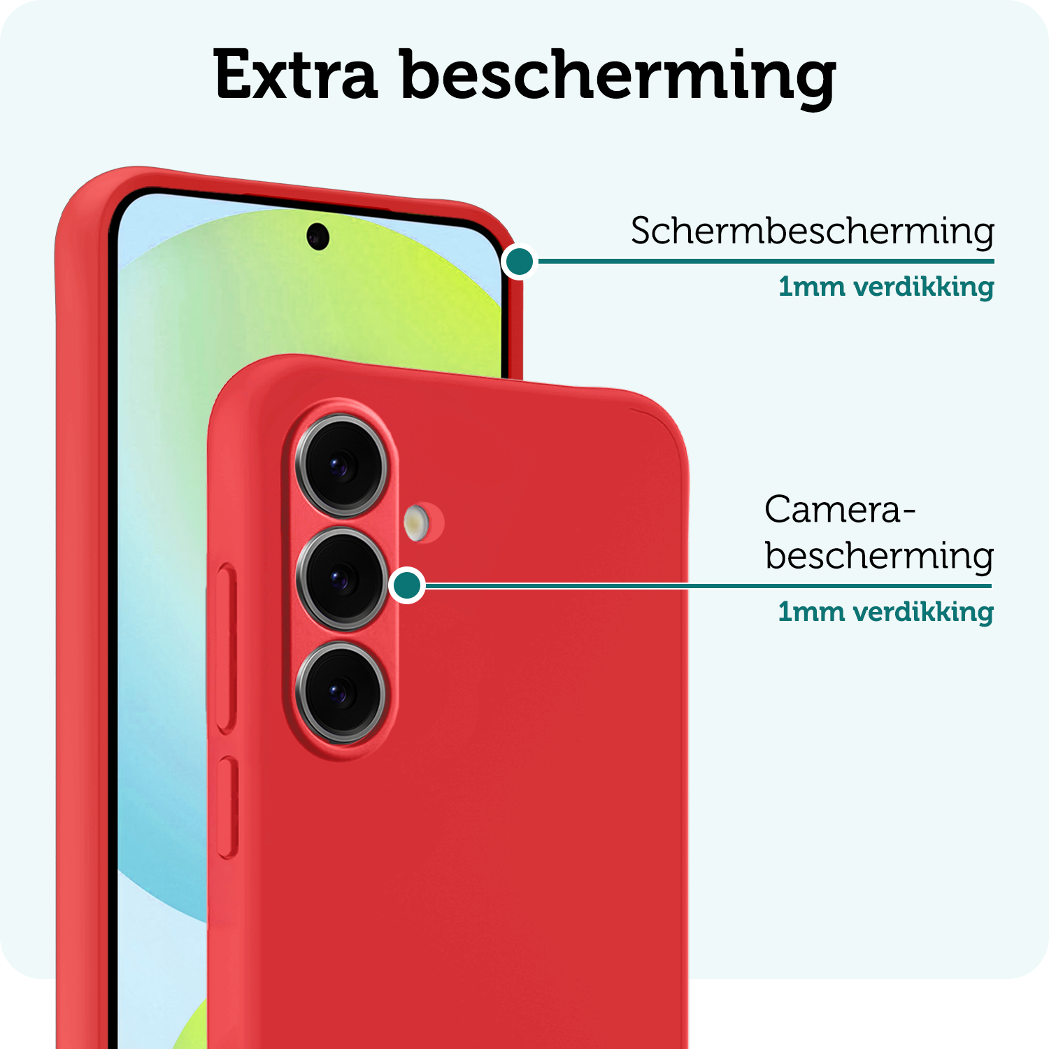 Forterra Hoesje Geschikt voor Samsung S24 FE Case Siliconen Hoes Met Screenprotector - Hoes Geschikt voor Samsung Galaxy S24 FE Hoesje Back Cover - Rood