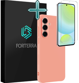 Forterra Forterra Samsung Galaxy S24 FE Hoesje Siliconen Met Screenprotector - Perzik