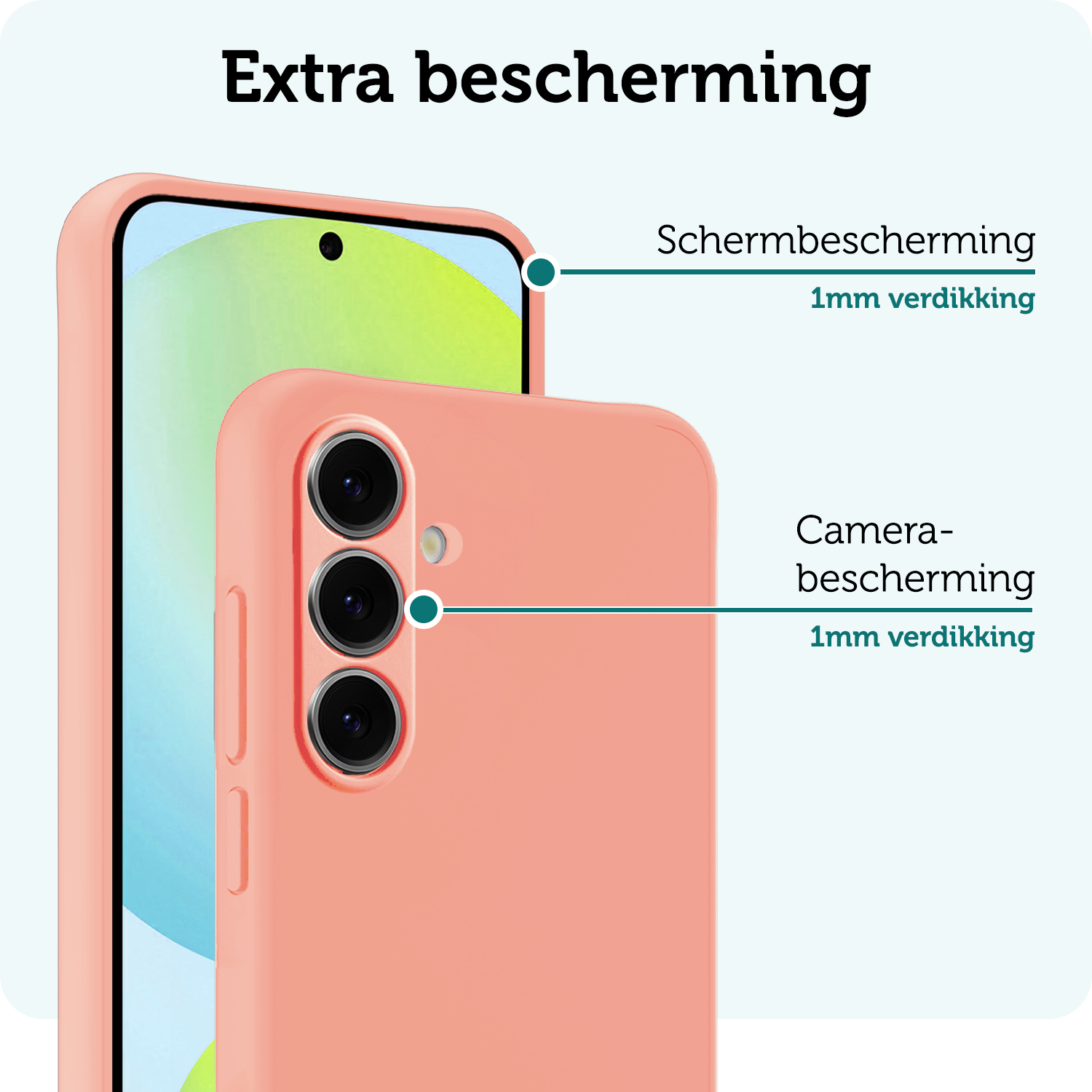 Forterra Hoesje Geschikt voor Samsung S24 FE Case Siliconen Hoes Met Screenprotector - Hoes Geschikt voor Samsung Galaxy S24 FE Hoesje Back Cover - Perzik