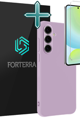 Forterra Hoesje Geschikt voor Samsung S24 FE Case Siliconen Hoes Met Screenprotector - Hoes Geschikt voor Samsung Galaxy S24 FE Hoesje Back Cover - Lila