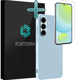 Forterra Forterra Samsung Galaxy S24 FE Hoesje Siliconen Met Screenprotector - Lichtblauw