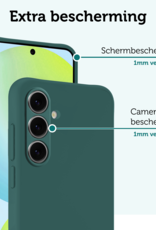 Forterra Hoesje Geschikt voor Samsung S24 FE Case Siliconen Hoes Met Screenprotector - Hoes Geschikt voor Samsung Galaxy S24 FE Hoesje Back Cover - Donkergroen