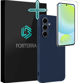 Forterra Forterra Samsung Galaxy S24 FE Hoesje Siliconen Met Screenprotector - Donkerblauw