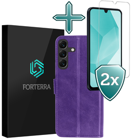 Forterra Forterra Samsung Galaxy A16 Hoesje Bookcase Met 2x Screenprotector - Paars
