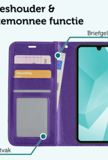 Forterra Hoesje Geschikt voor Samsung A16 Book Case Kunstleer Hoes Met 2x Screenprotector - Hoes Geschikt voor Samsung Galaxy A16 Hoesje Bookcase Met Pasjeshouder - Paars