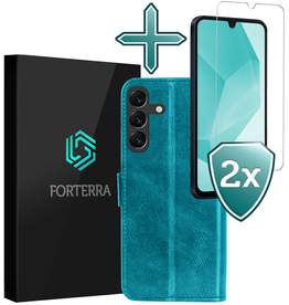 Forterra Forterra Samsung Galaxy A16 Hoesje Bookcase Met 2x Screenprotector - Turquoise