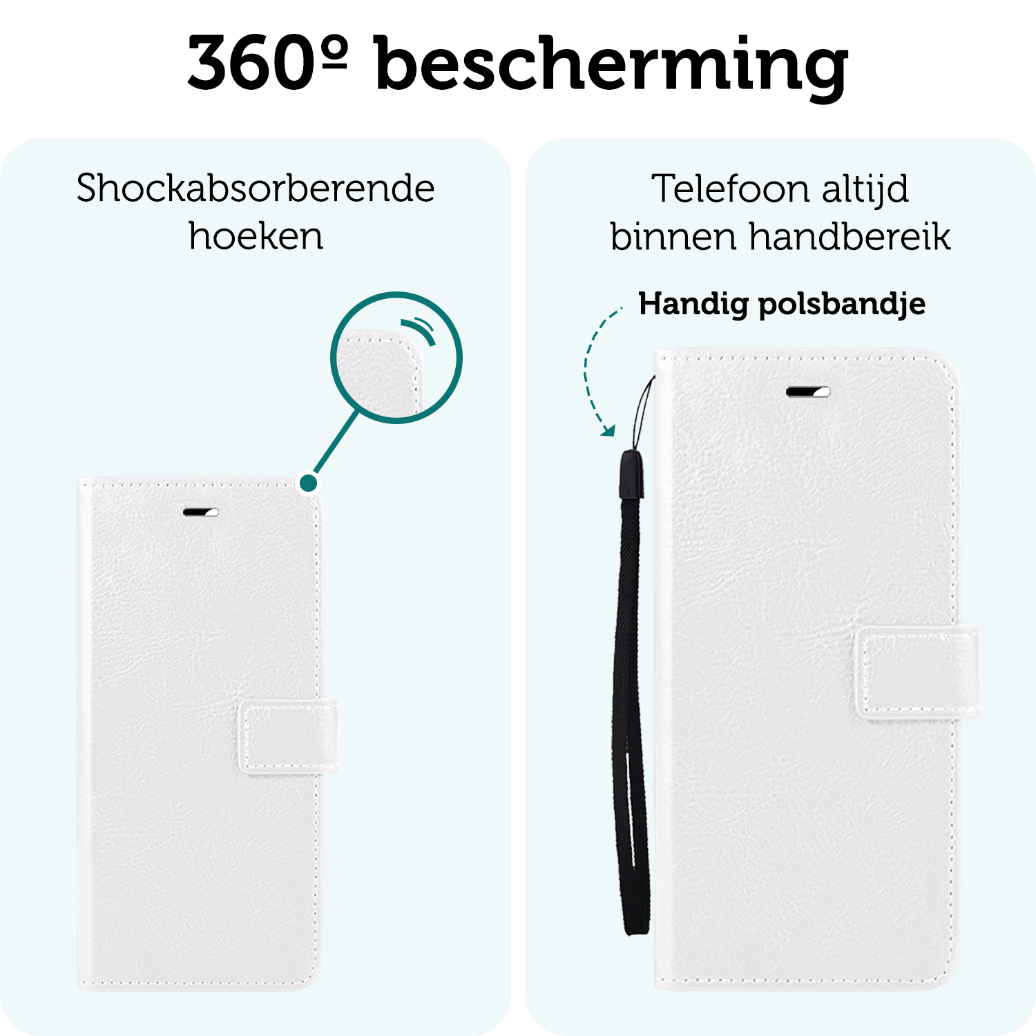 Forterra Hoesje Geschikt voor Samsung A16 Book Case Kunstleer Hoes Met 2x Screenprotector - Hoes Geschikt voor Samsung Galaxy A16 Hoesje Bookcase Met Pasjeshouder - Wit