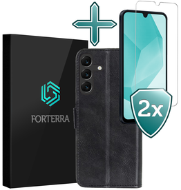 Forterra Forterra Samsung Galaxy A16 Hoesje Bookcase Met 2x Screenprotector - Zwart