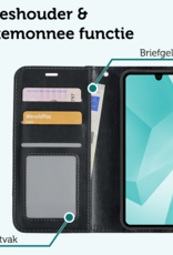 Forterra Hoesje Geschikt voor Samsung A16 Book Case Kunstleer Hoes Met 2x Screenprotector - Hoes Geschikt voor Samsung Galaxy A16 Hoesje Bookcase Met Pasjeshouder - Zwart