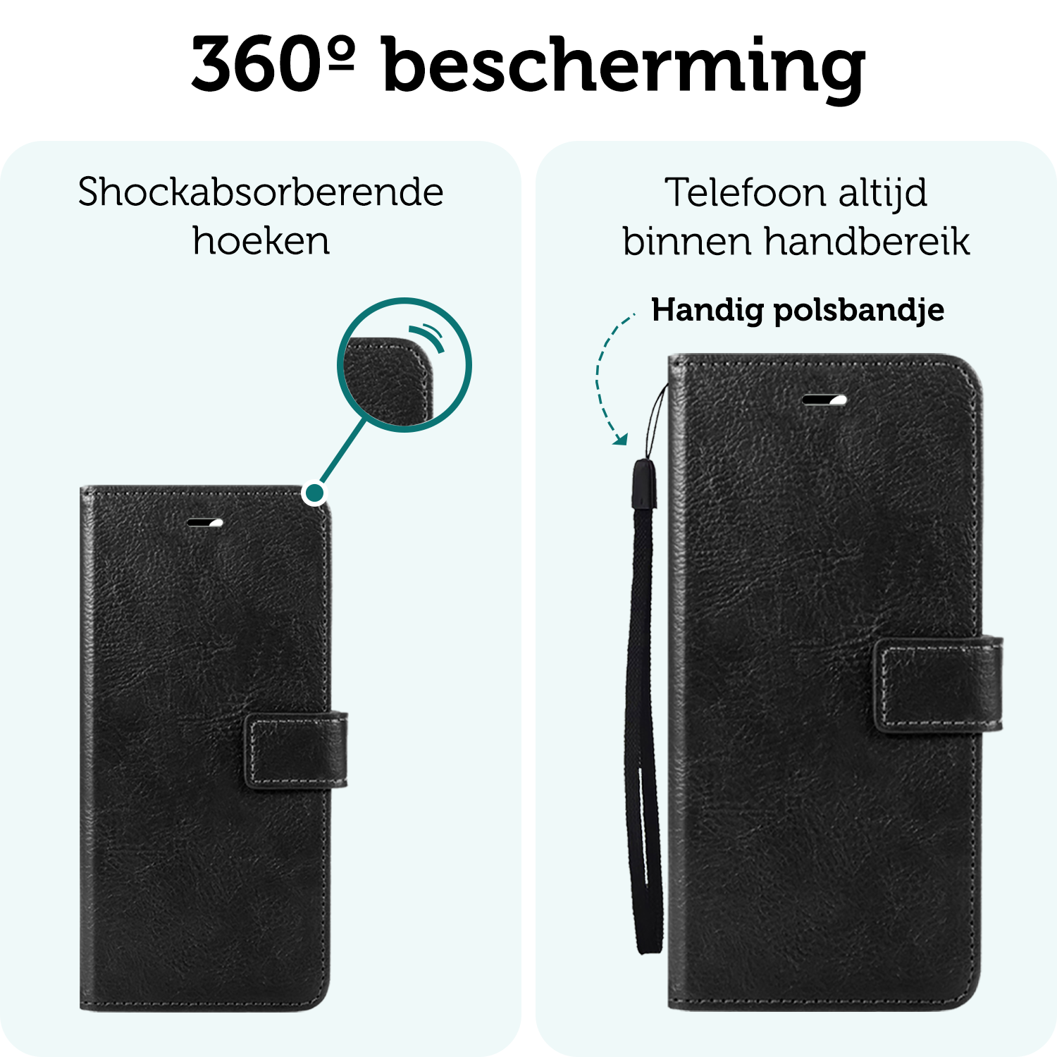 Forterra Hoesje Geschikt voor Samsung A16 Book Case Kunstleer Hoes Met 2x Screenprotector - Hoes Geschikt voor Samsung Galaxy A16 Hoesje Bookcase Met Pasjeshouder - Zwart