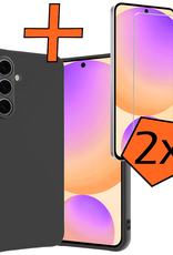 Nomfy Hoesje Geschikt voor Samsung S24 FE Hoesje Siliconen Cover Case Met 2x Screenprotector - Hoes Geschikt voor Samsung Galaxy S24 FE Hoes Back Case - Zwart