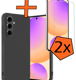 Nomfy Nomfy Samsung Galaxy S24 FE Hoesje Siliconen Met 2x Screenprotector - Zwart