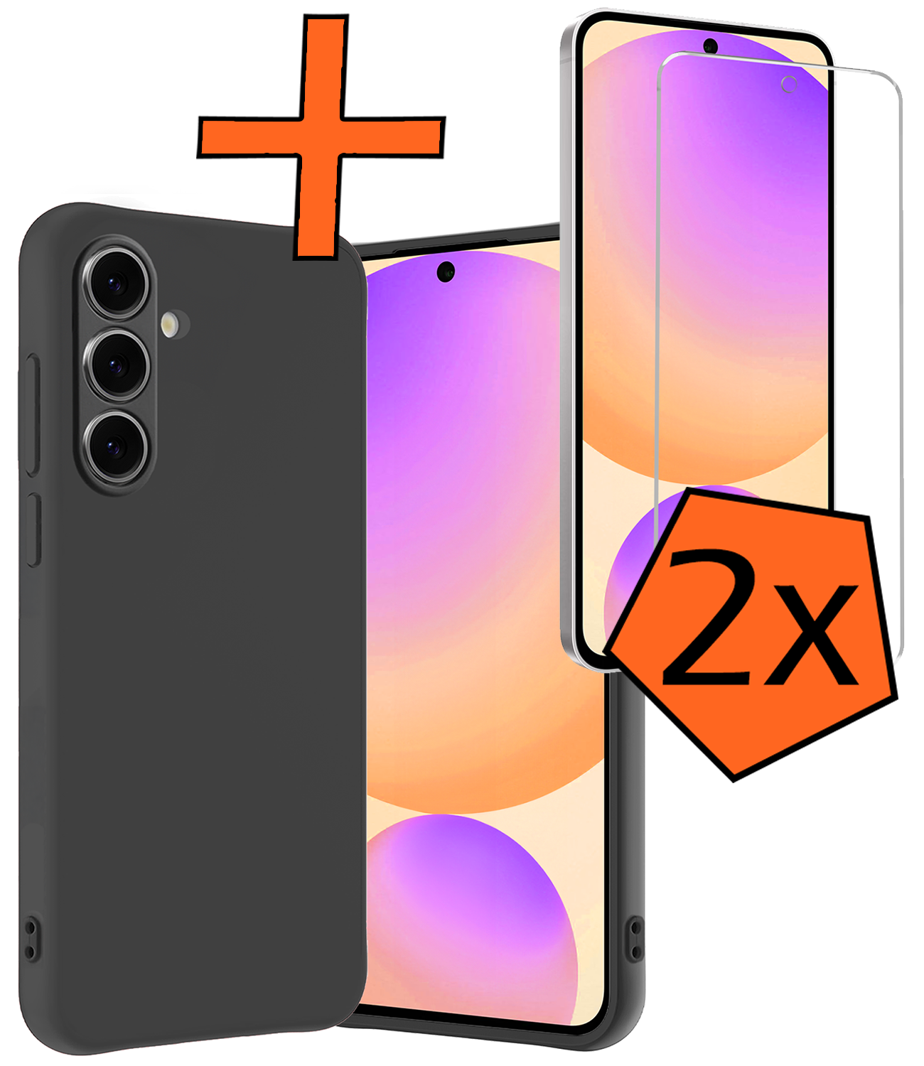 Nomfy Hoesje Geschikt voor Samsung S24 FE Hoesje Siliconen Cover Case Met 2x Screenprotector - Hoes Geschikt voor Samsung Galaxy S24 FE Hoes Back Case - Zwart