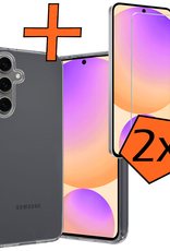 Nomfy Hoesje Geschikt voor Samsung S24 FE Hoesje Siliconen Cover Case Met 2x Screenprotector - Hoes Geschikt voor Samsung Galaxy S24 FE Hoes Back Case - Transparant