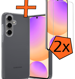 Nomfy Nomfy Samsung Galaxy S24 FE Hoesje Siliconen Met 2x Screenprotector - Transparant