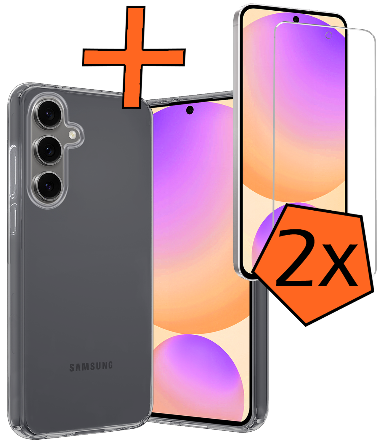 Nomfy Hoesje Geschikt voor Samsung S24 FE Hoesje Siliconen Cover Case Met 2x Screenprotector - Hoes Geschikt voor Samsung Galaxy S24 FE Hoes Back Case - Transparant