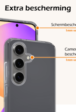 Nomfy Hoesje Geschikt voor Samsung S24 FE Hoesje Siliconen Cover Case Met 2x Screenprotector - Hoes Geschikt voor Samsung Galaxy S24 FE Hoes Back Case - Transparant