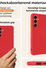 Nomfy Hoesje Geschikt voor Samsung S24 FE Hoesje Siliconen Cover Case Met 2x Screenprotector - Hoes Geschikt voor Samsung Galaxy S24 FE Hoes Back Case - Rood