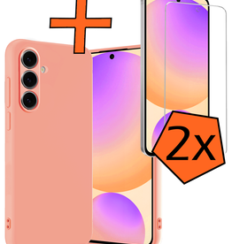 Nomfy Nomfy Samsung Galaxy S24 FE Hoesje Siliconen Met 2x Screenprotector - Perzik