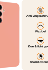 Nomfy Hoesje Geschikt voor Samsung S24 FE Hoesje Siliconen Cover Case Met 2x Screenprotector - Hoes Geschikt voor Samsung Galaxy S24 FE Hoes Back Case - Perzik