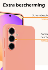Nomfy Hoesje Geschikt voor Samsung S24 FE Hoesje Siliconen Cover Case Met 2x Screenprotector - Hoes Geschikt voor Samsung Galaxy S24 FE Hoes Back Case - Perzik