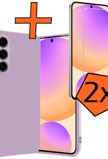 Nomfy Hoesje Geschikt voor Samsung S24 FE Hoesje Siliconen Cover Case Met 2x Screenprotector - Hoes Geschikt voor Samsung Galaxy S24 FE Hoes Back Case - Lila