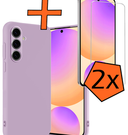 Nomfy Nomfy Samsung Galaxy S24 FE Hoesje Siliconen Met 2x Screenprotector - Lila