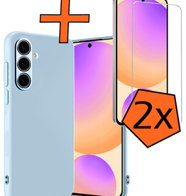 Nomfy Nomfy Samsung Galaxy S24 FE Hoesje Siliconen Met 2x Screenprotector - Lichtblauw