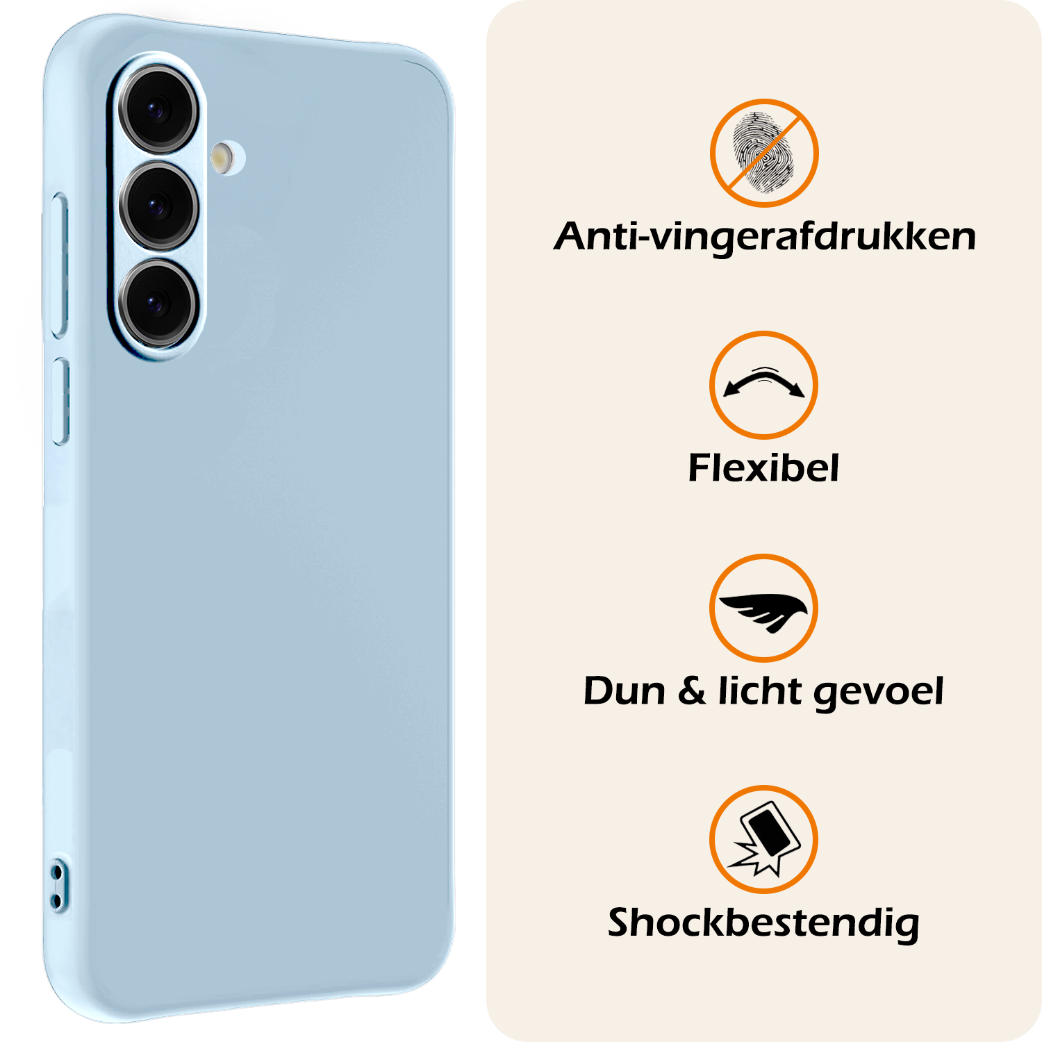 Nomfy Hoesje Geschikt voor Samsung S24 FE Hoesje Siliconen Cover Case Met 2x Screenprotector - Hoes Geschikt voor Samsung Galaxy S24 FE Hoes Back Case - Lichtblauw