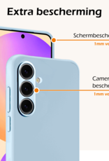 Nomfy Hoesje Geschikt voor Samsung S24 FE Hoesje Siliconen Cover Case Met 2x Screenprotector - Hoes Geschikt voor Samsung Galaxy S24 FE Hoes Back Case - Lichtblauw
