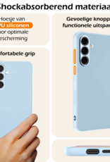 Nomfy Hoesje Geschikt voor Samsung S24 FE Hoesje Siliconen Cover Case Met 2x Screenprotector - Hoes Geschikt voor Samsung Galaxy S24 FE Hoes Back Case - Lichtblauw