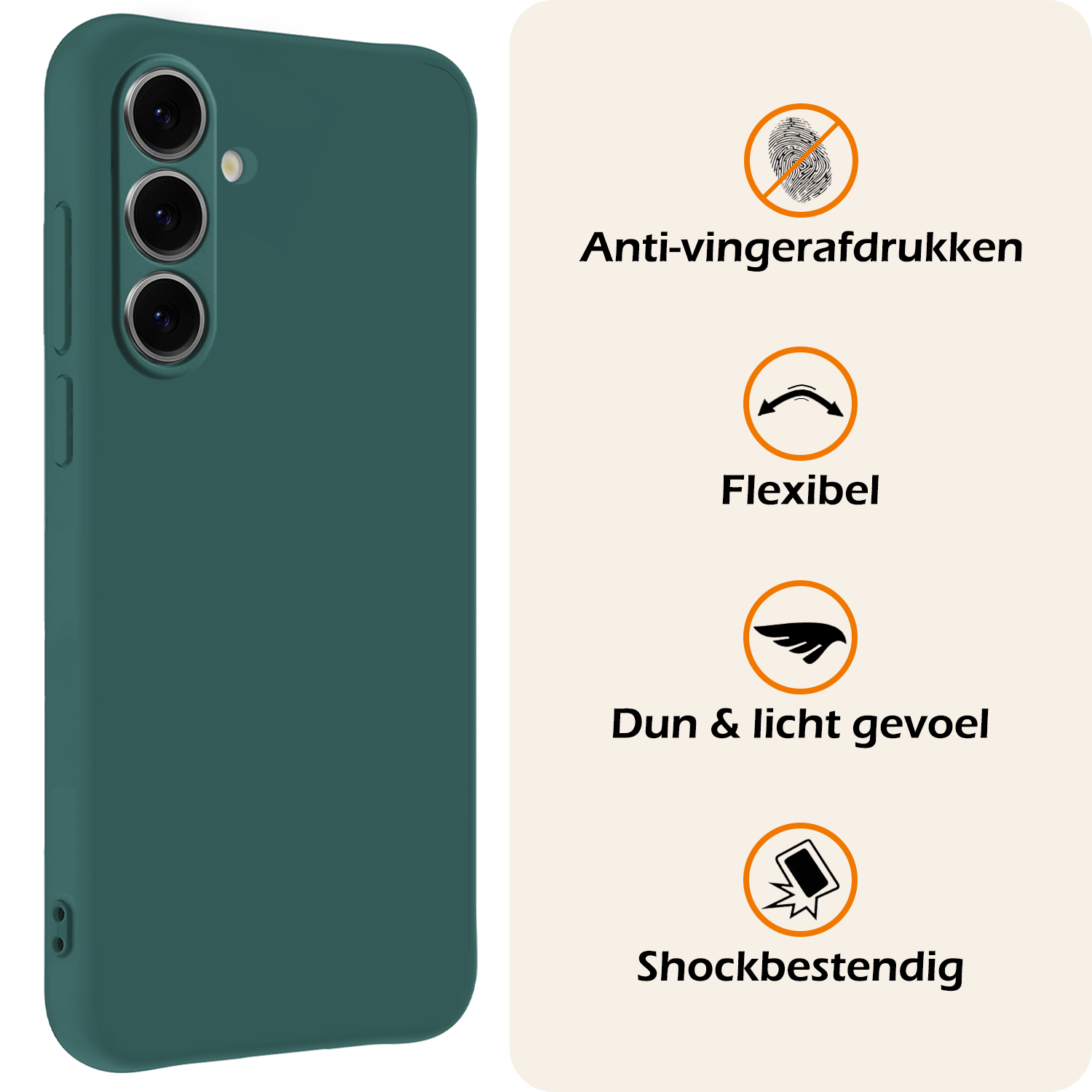 Nomfy Hoesje Geschikt voor Samsung S24 FE Hoesje Siliconen Cover Case Met 2x Screenprotector - Hoes Geschikt voor Samsung Galaxy S24 FE Hoes Back Case - Donkergroen