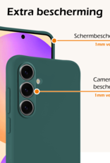 Nomfy Hoesje Geschikt voor Samsung S24 FE Hoesje Siliconen Cover Case Met 2x Screenprotector - Hoes Geschikt voor Samsung Galaxy S24 FE Hoes Back Case - Donkergroen