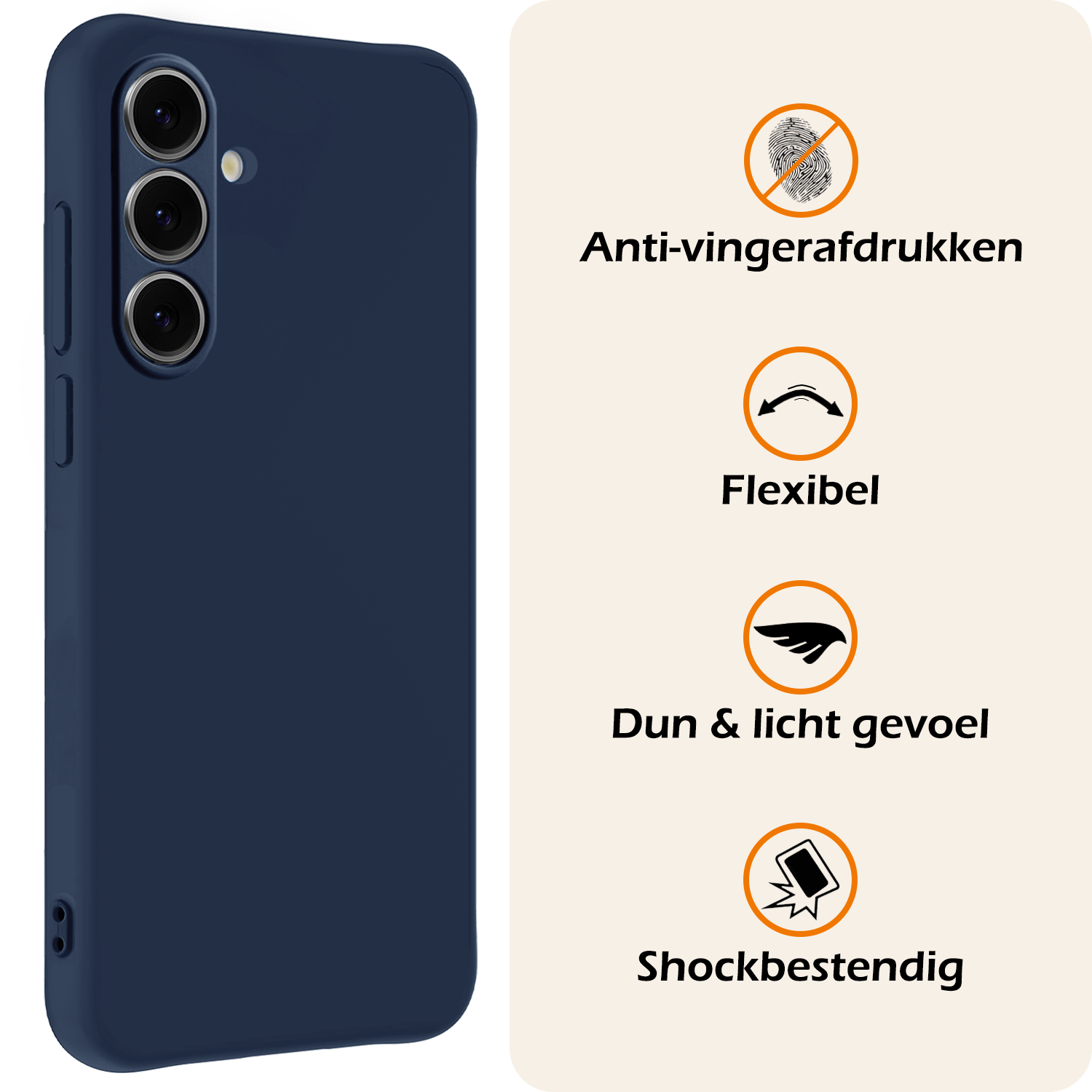 Nomfy Hoesje Geschikt voor Samsung S24 FE Hoesje Siliconen Cover Case Met 2x Screenprotector - Hoes Geschikt voor Samsung Galaxy S24 FE Hoes Back Case - Donkerblauw