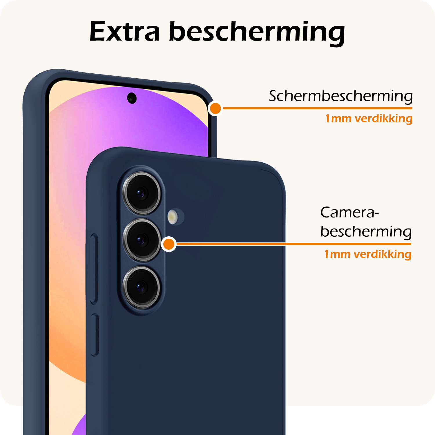 Nomfy Hoesje Geschikt voor Samsung S24 FE Hoesje Siliconen Cover Case Met 2x Screenprotector - Hoes Geschikt voor Samsung Galaxy S24 FE Hoes Back Case - Donkerblauw