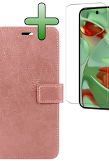 BASEY. Hoesje Geschikt voor Google Pixel 9 Pro Hoesje Book Case Hoes Portemonnee Cover Walletcase Met Screenprotector - Hoes Geschikt voor Google Pixel 9 Pro Hoes Bookcase Hoesje - Rosé goud