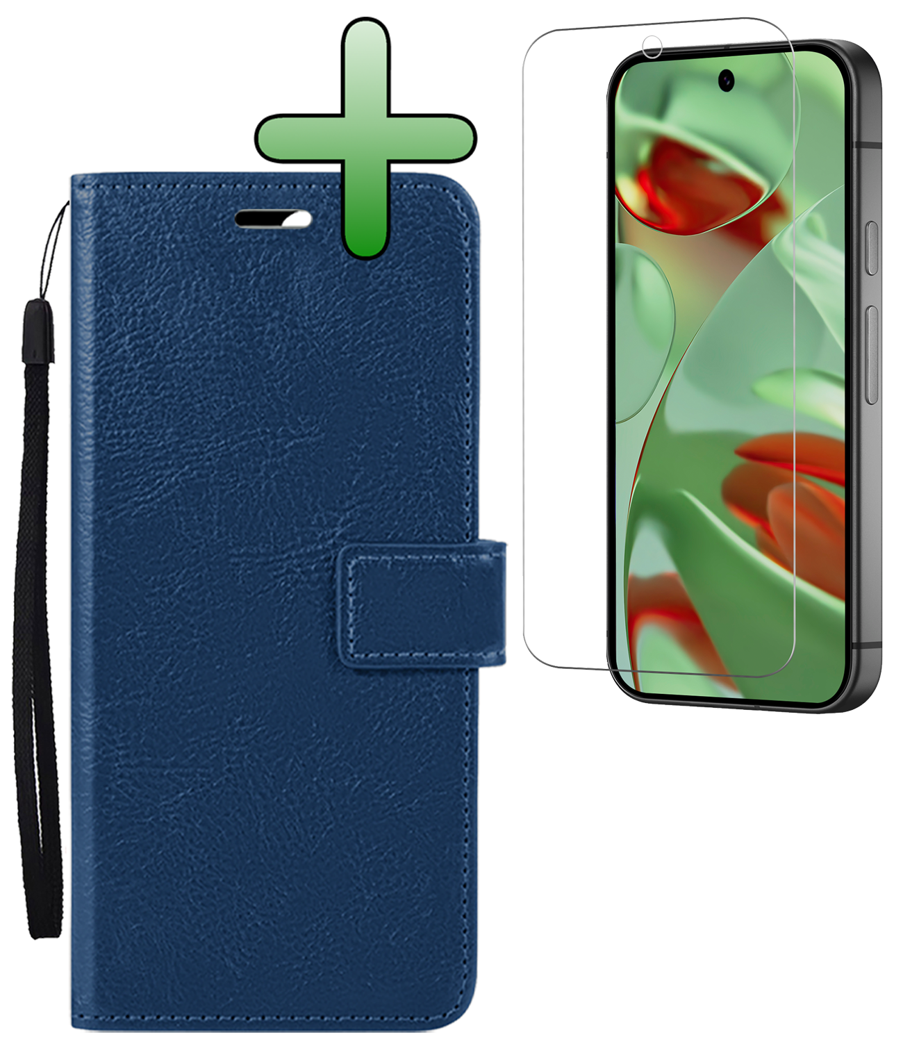 BASEY. Hoesje Geschikt voor Google Pixel 9 Pro Hoesje Book Case Hoes Portemonnee Cover Walletcase Met Screenprotector - Hoes Geschikt voor Google Pixel 9 Pro Hoes Bookcase Hoesje - Donkerblauw
