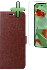 BASEY. Hoesje Geschikt voor Google Pixel 9 Pro Hoesje Book Case Hoes Portemonnee Cover Walletcase Met Screenprotector - Hoes Geschikt voor Google Pixel 9 Pro Hoes Bookcase Hoesje - Bruin