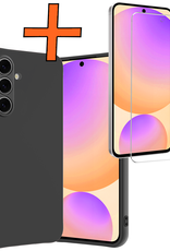 Nomfy Hoesje Geschikt voor Samsung S24 FE Hoesje Siliconen Cover Case Met Screenprotector - Hoes Geschikt voor Samsung Galaxy S24 FE Hoes Back Case - Zwart