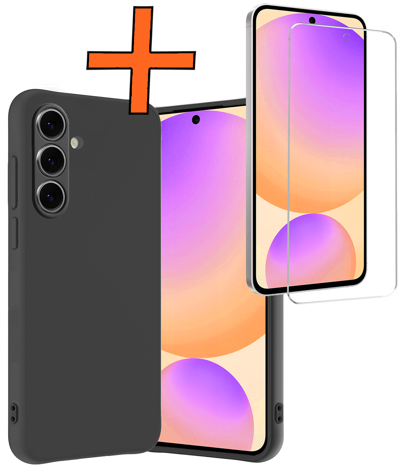 Nomfy Hoesje Geschikt voor Samsung S24 FE Hoesje Siliconen Cover Case Met Screenprotector - Hoes Geschikt voor Samsung Galaxy S24 FE Hoes Back Case - Zwart