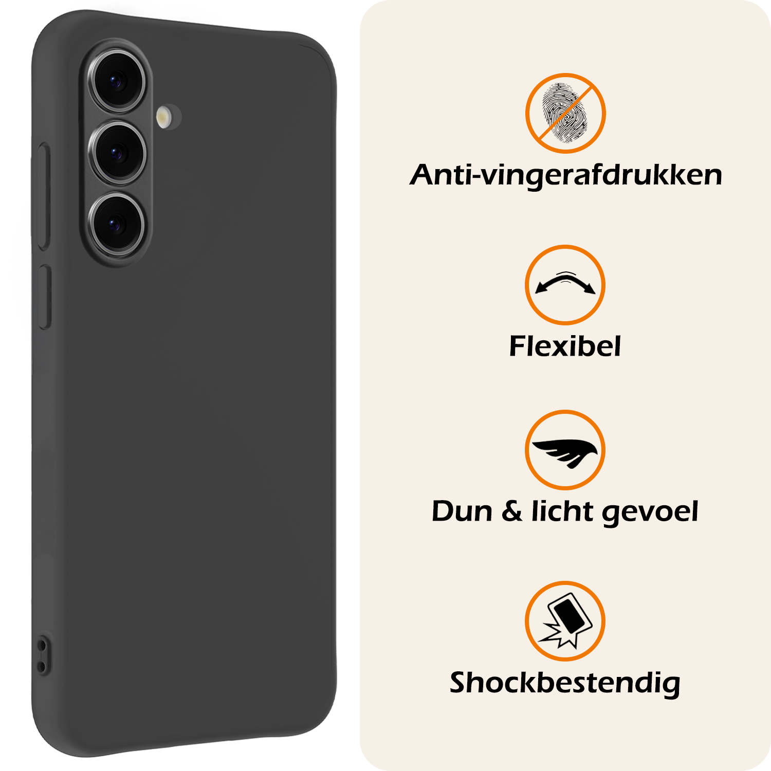 Nomfy Hoesje Geschikt voor Samsung S24 FE Hoesje Siliconen Cover Case Met Screenprotector - Hoes Geschikt voor Samsung Galaxy S24 FE Hoes Back Case - Zwart