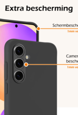 Nomfy Hoesje Geschikt voor Samsung S24 FE Hoesje Siliconen Cover Case Met Screenprotector - Hoes Geschikt voor Samsung Galaxy S24 FE Hoes Back Case - Zwart