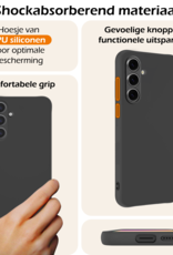 Nomfy Hoesje Geschikt voor Samsung S24 FE Hoesje Siliconen Cover Case Met Screenprotector - Hoes Geschikt voor Samsung Galaxy S24 FE Hoes Back Case - Zwart