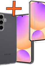 Nomfy Hoesje Geschikt voor Samsung S24 FE Hoesje Siliconen Cover Case Met Screenprotector - Hoes Geschikt voor Samsung Galaxy S24 FE Hoes Back Case - Transparant
