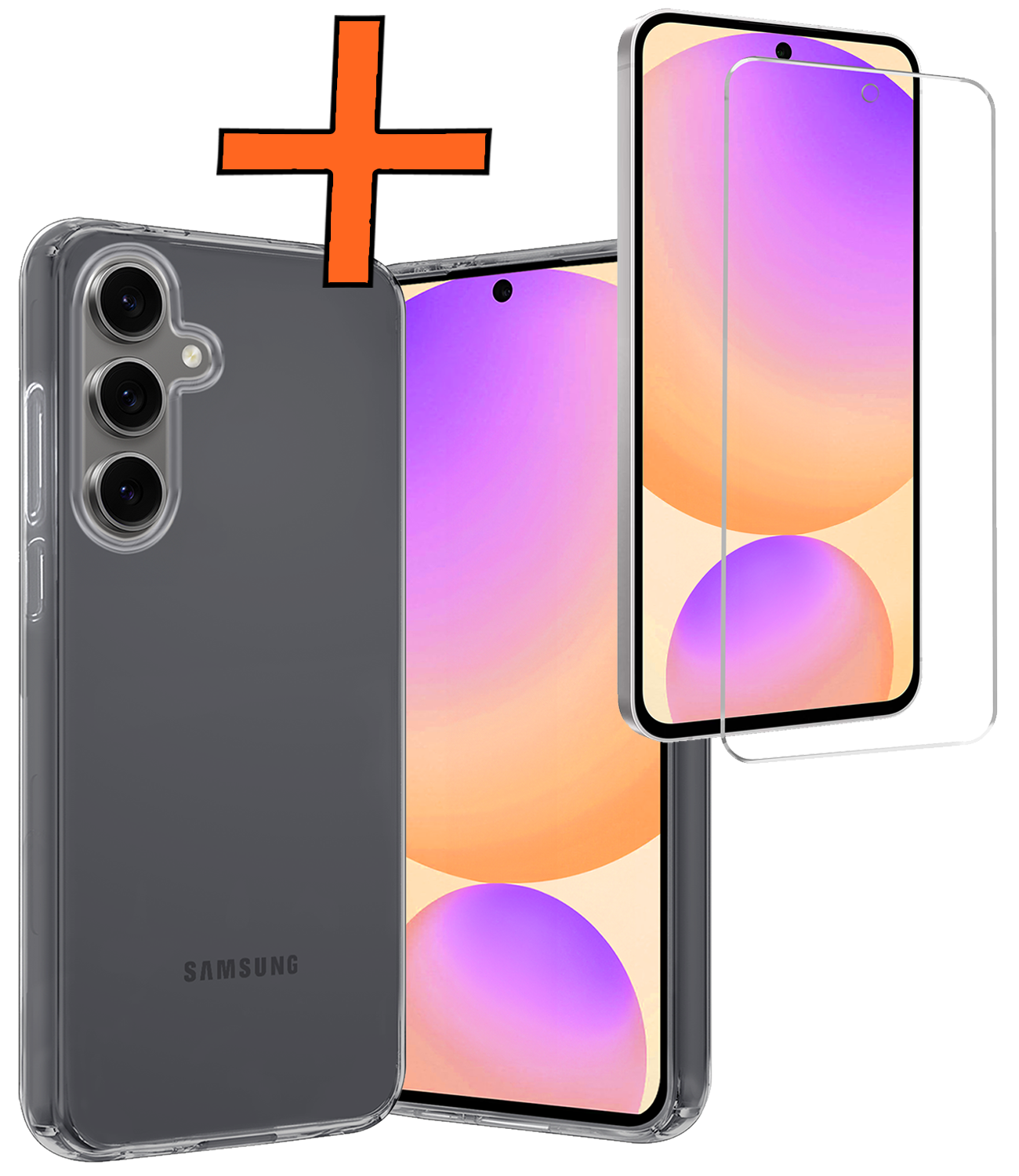 Nomfy Hoesje Geschikt voor Samsung S24 FE Hoesje Siliconen Cover Case Met Screenprotector - Hoes Geschikt voor Samsung Galaxy S24 FE Hoes Back Case - Transparant