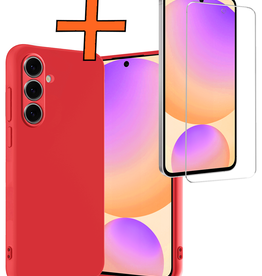 Nomfy Nomfy Samsung Galaxy S24 FE Hoesje Siliconen Met Screenprotector - Rood