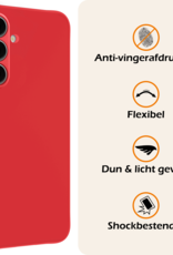 Nomfy Hoesje Geschikt voor Samsung S24 FE Hoesje Siliconen Cover Case Met Screenprotector - Hoes Geschikt voor Samsung Galaxy S24 FE Hoes Back Case - Rood