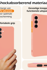 Nomfy Hoesje Geschikt voor Samsung S24 FE Hoesje Siliconen Cover Case Met Screenprotector - Hoes Geschikt voor Samsung Galaxy S24 FE Hoes Back Case - Perzik